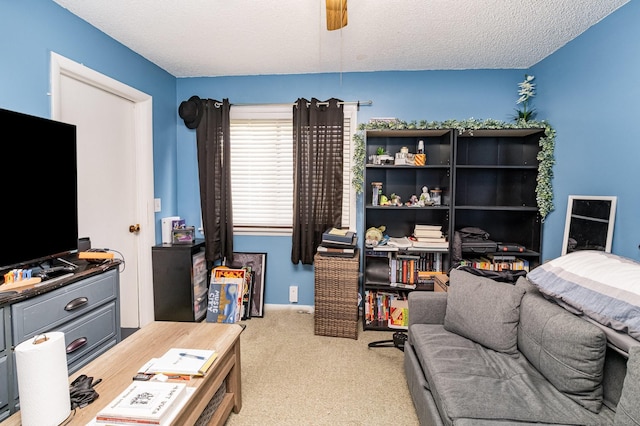 1053 Heritage Dr, Madison, TN 37115 - office area featuring carpet floors, a textured ceiling, and a ceiling fan
