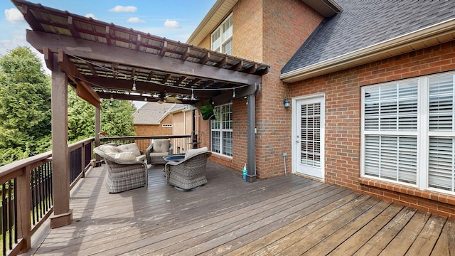 5142 Reagan Dr, Murfreesboro, TN 37129 - wooden terrace with an outdoor living space and a pergola