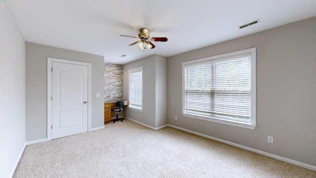 5142 Reagan Dr, Murfreesboro, TN 37129 - spare room with ceiling fan, plenty of natural light, an office area, and light colored carpet