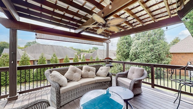 5142 Reagan Dr, Murfreesboro, TN 37129 - wooden deck with a ceiling fan and outdoor lounge area