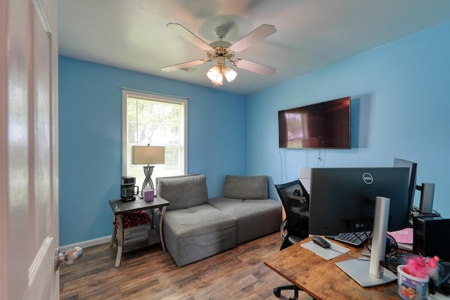 1944 Fieldstone Dr, Columbia, TN 38401 - office featuring wood finished floors and ceiling fan