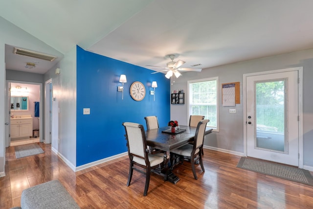 1944 Fieldstone Dr, Columbia, TN 38401 - dining area featuring wood finished floors and ceiling fan