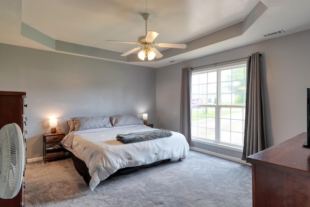 1944 Fieldstone Dr, Columbia, TN 38401 - bedroom featuring carpet, ceiling fan, and a raised ceiling