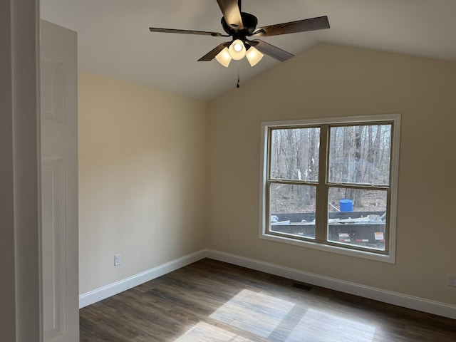 334 Cumberland Cove Rd Unit 5, Monterey, TN 38574 - spare room featuring ceiling fan, vaulted ceiling, and wood finished floors
