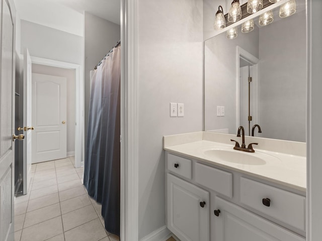 630 Black Horse Pkwy, Franklin, TN 37069 - bathroom with vanity, tile patterned floors, and a shower with shower curtain