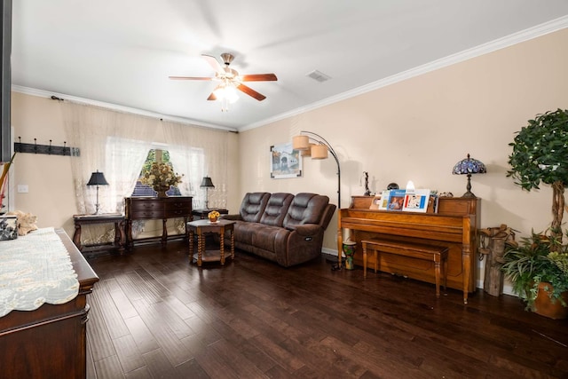 3116 Mapleside Ln, Murfreesboro, TN 37128 - living area featuring ceiling fan, wood-type flooring, and ornamental molding
