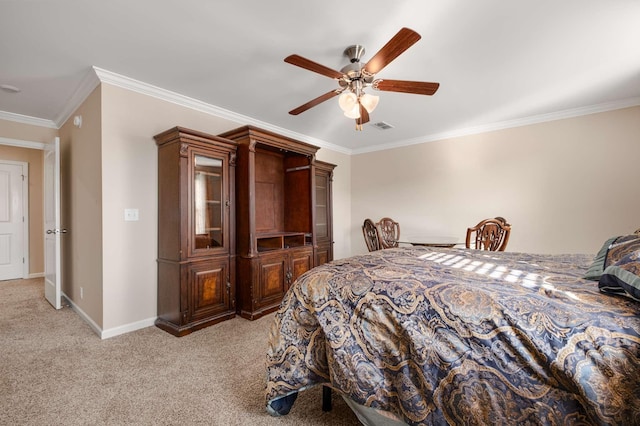 3116 Mapleside Ln, Murfreesboro, TN 37128 - bedroom with light carpet, ornamental molding, and a ceiling fan
