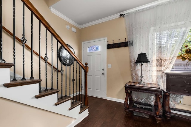 3116 Mapleside Ln, Murfreesboro, TN 37128 - entryway featuring wood finished floors, ornamental molding, and stairway
