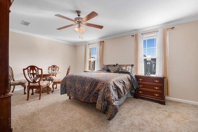 3116 Mapleside Ln, Murfreesboro, TN 37128 - bedroom with carpet, crown molding, and ceiling fan