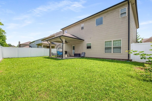 3116 Mapleside Ln, Murfreesboro, TN 37128 - rear view of property with a patio, a fenced backyard, and ceiling fan