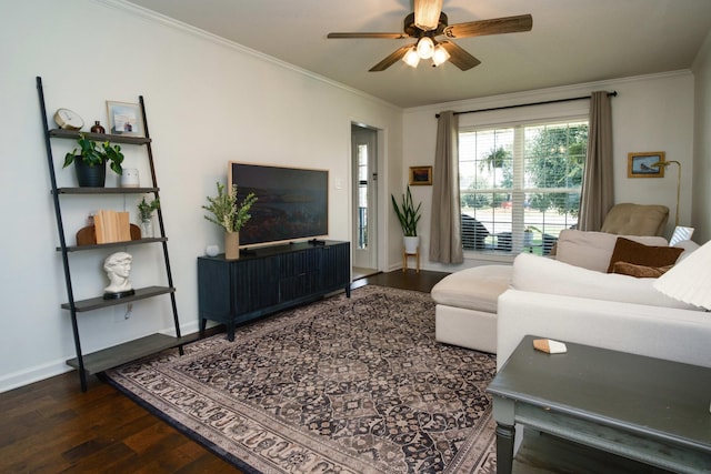 280 Ballygar Ct, Clarksville, TN 37043 - living area featuring wood finished floors, ceiling fan, and crown molding