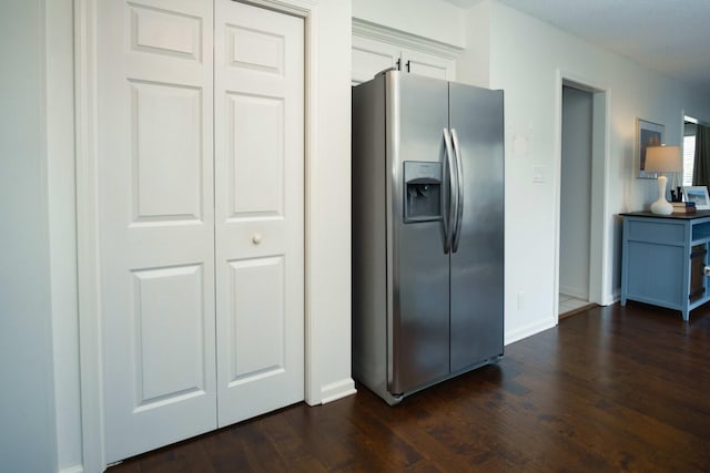 280 Ballygar Ct, Clarksville, TN 37043 - kitchen with stainless steel fridge, dark wood-type flooring, and white cabinets