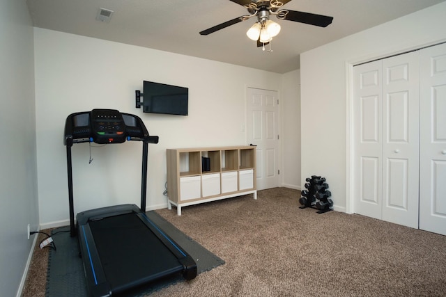 280 Ballygar Ct, Clarksville, TN 37043 - workout area featuring carpet floors and ceiling fan