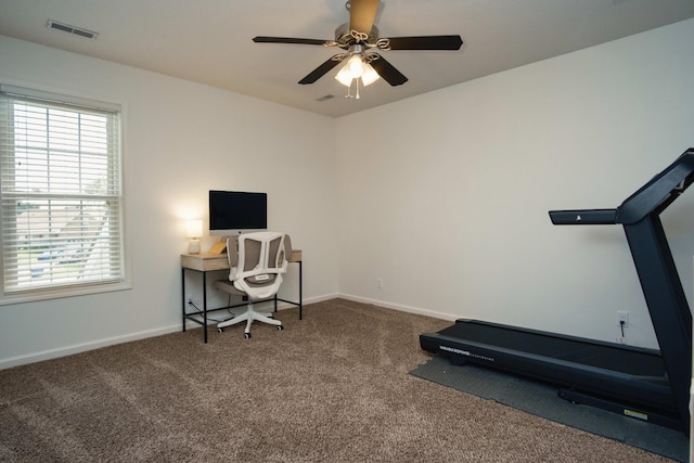 280 Ballygar Ct, Clarksville, TN 37043 - office area with carpet, healthy amount of natural light, and a ceiling fan