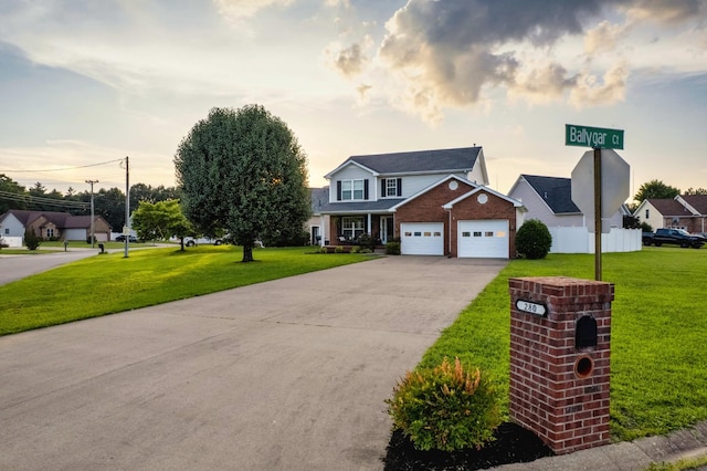 280 Ballygar Ct, Clarksville, TN 37043 - view of front of property featuring a front yard, a garage, driveway, and brick siding
