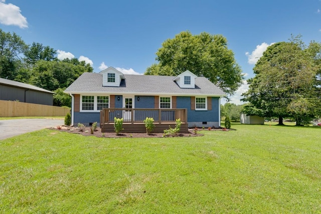 7159 Harper Rd, Joelton, TN 37080 - view of front of home featuring a front yard, a wooden deck, and crawl space