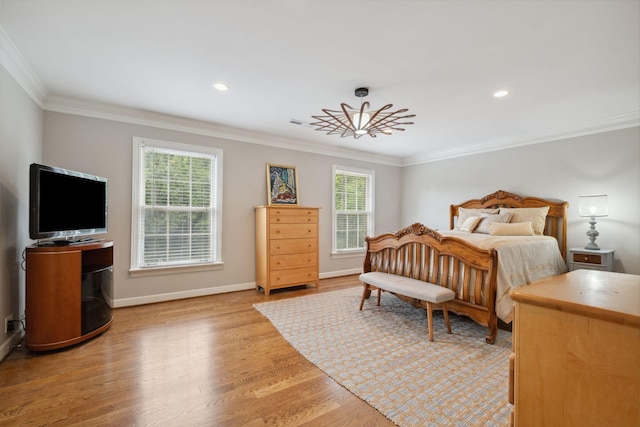 1470 Tyne Blvd, Nashville, TN 37215 - bedroom featuring multiple windows, ornamental molding, light wood-style flooring, and recessed lighting