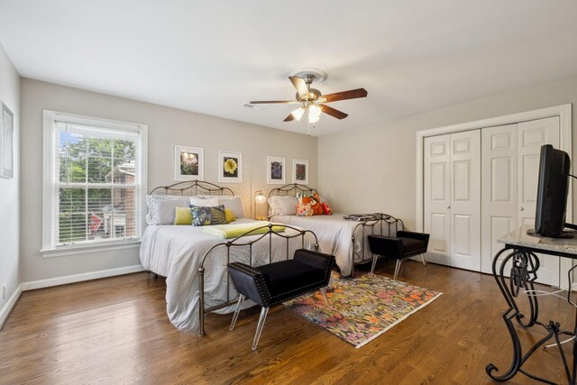 1470 Tyne Blvd, Nashville, TN 37215 - bedroom featuring a closet, dark wood-style floors, and a ceiling fan
