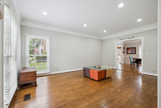 1470 Tyne Blvd, Nashville, TN 37215 - spare room with wood finished floors, crown molding, and recessed lighting