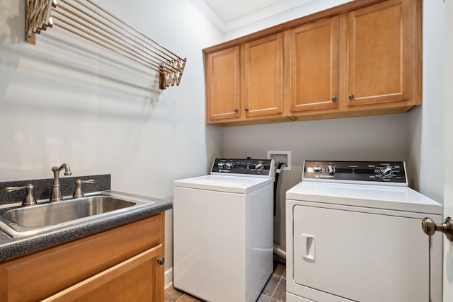 1470 Tyne Blvd, Nashville, TN 37215 - washroom with independent washer and dryer, cabinet space, crown molding, and tile patterned floors