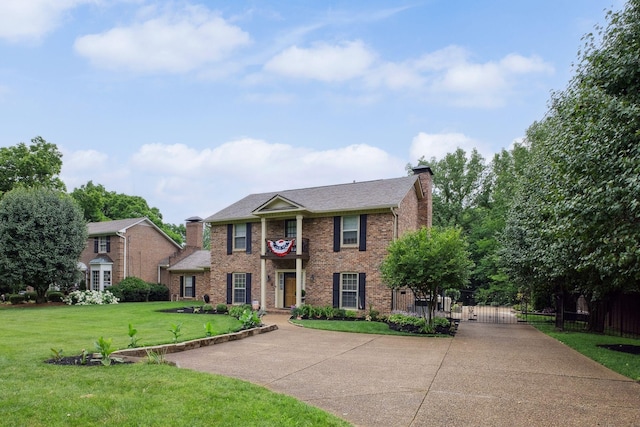 1470 Tyne Blvd, Nashville, TN 37215 - view of front facade featuring brick siding, a gate, and a chimney