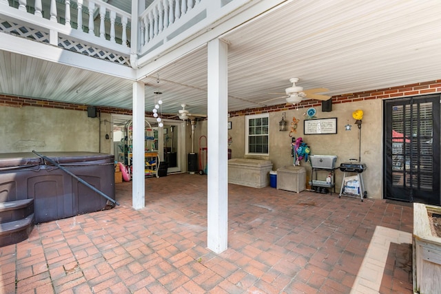 605 Jackson Ave, Carthage, TN 37030 - view of patio featuring a hot tub and ceiling fan
