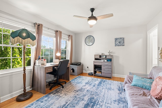 605 Jackson Ave, Carthage, TN 37030 - home office featuring a ceiling fan and wood finished floors