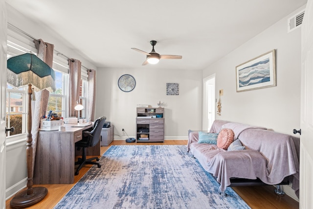 605 Jackson Ave, Carthage, TN 37030 - home office with light wood-style floors and a ceiling fan