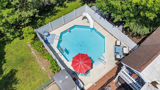 605 Jackson Ave, Carthage, TN 37030 - view of pool featuring a water slide, a fenced backyard, and a patio area