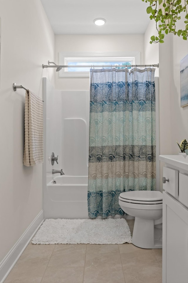 1588 Cobbler Ct, Chattanooga, TN 37421 - bathroom with shower / bathtub combination with curtain, tile patterned floors, and vanity