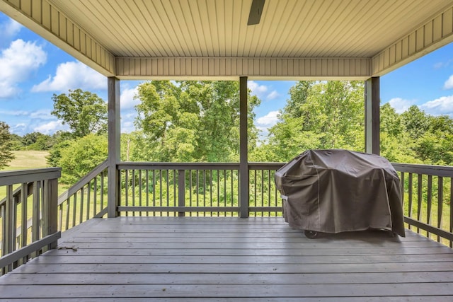 267 Alonzo Pl, Cunningham, TN 37052 - wooden deck with a grill and view of wooded area