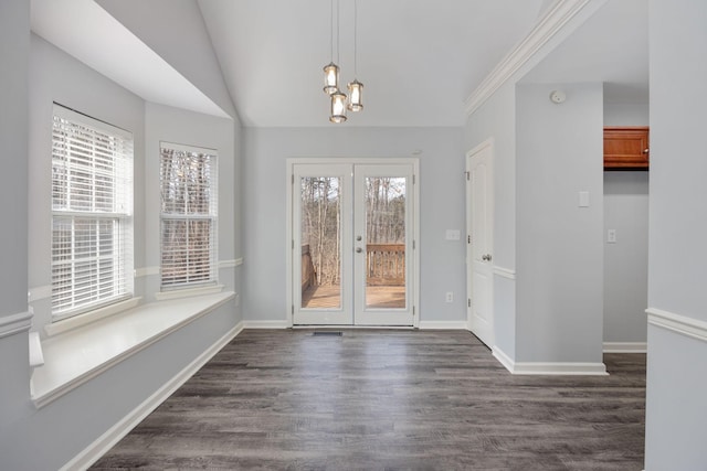 3044 Stone Bridge Rd, Antioch, TN 37013 - foyer entrance featuring french doors, plenty of natural light, dark wood-style flooring, and vaulted ceiling