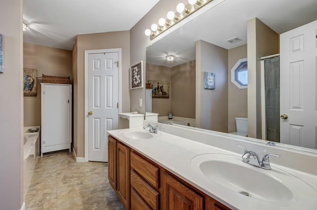 2007 New Castle Rd, Spring Hill, TN 37174 - full bath with a bath, double vanity, and a shower with shower curtain