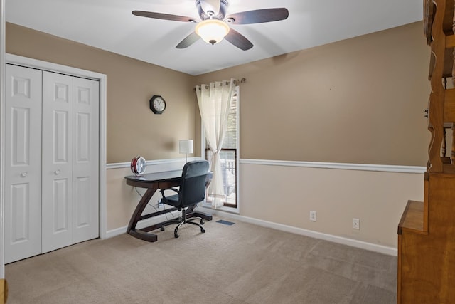 2007 New Castle Rd, Spring Hill, TN 37174 - office with a ceiling fan and carpet flooring