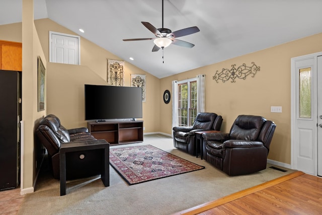 2007 New Castle Rd, Spring Hill, TN 37174 - carpeted living area featuring a ceiling fan and vaulted ceiling