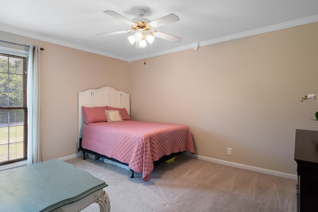 2007 New Castle Rd, Spring Hill, TN 37174 - bedroom with crown molding, light colored carpet, and a ceiling fan