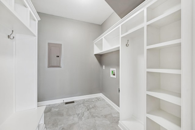 8005 Ragusa Cir, Spring Hill, TN 37174 - laundry area featuring electric panel, light marble finish floors, and washer hookup