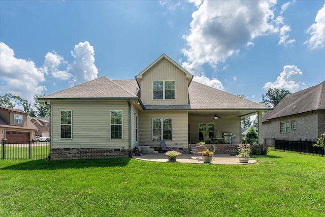 2950 Prince Dr, Clarksville, TN 37043 - back of house featuring crawl space, ceiling fan, a fenced backyard, and a patio area