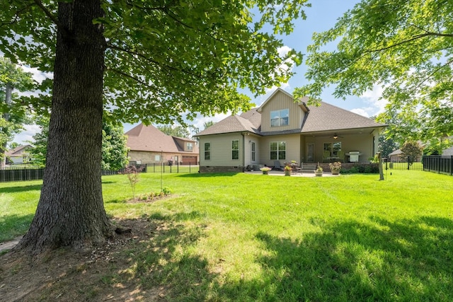 2950 Prince Dr, Clarksville, TN 37043 - rear view of house with a ceiling fan, a fenced backyard, and a patio