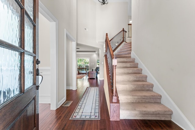 2950 Prince Dr, Clarksville, TN 37043 - entryway featuring wood finished floors, stairs, and a high ceiling