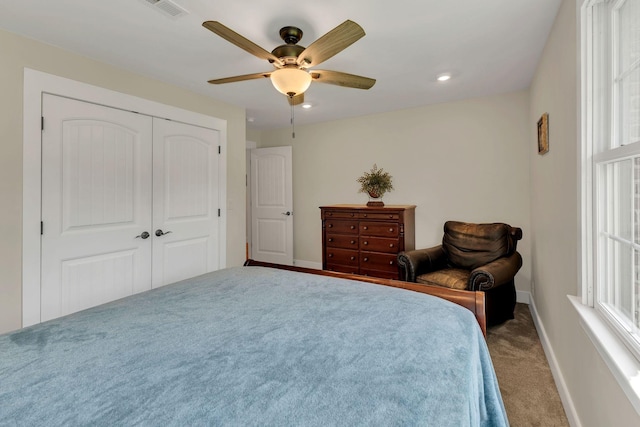 9003 Oden Ct, Brentwood, TN 37027 - carpeted bedroom with a closet, a ceiling fan, and recessed lighting