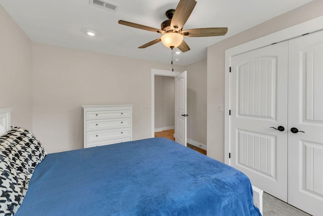 9003 Oden Ct, Brentwood, TN 37027 - bedroom featuring ceiling fan, recessed lighting, and a closet