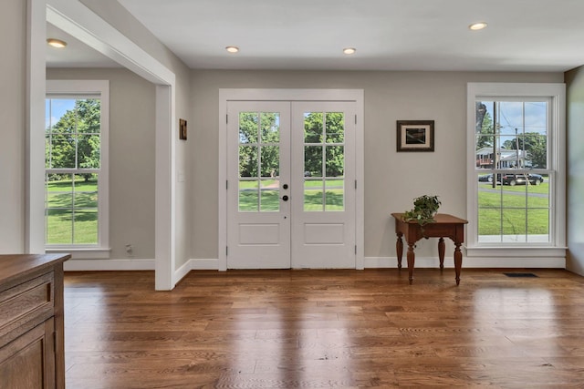 9003 Oden Ct, Brentwood, TN 37027 - foyer entrance with french doors, plenty of natural light, dark wood-type flooring, and recessed lighting