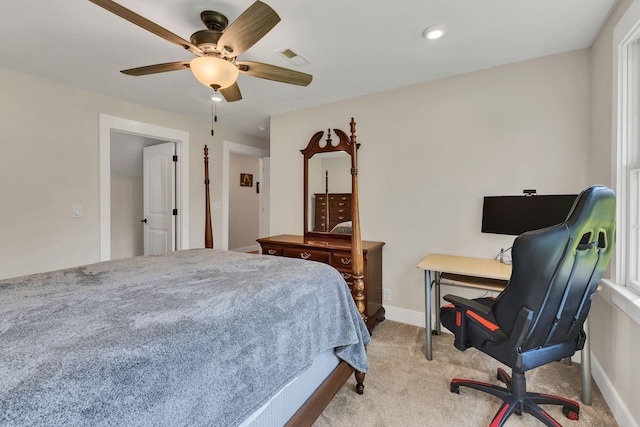9003 Oden Ct, Brentwood, TN 37027 - bedroom with light carpet, a ceiling fan, and an office area