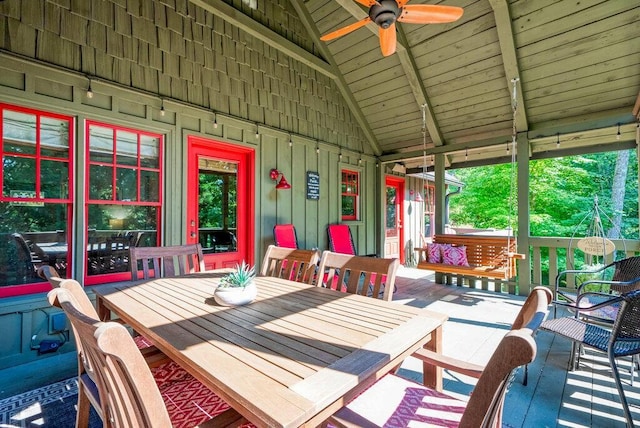 647 Omega Dr, Spring City, TN 37381 - sunroom featuring ceiling fan and outdoor dining area