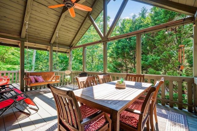 647 Omega Dr, Spring City, TN 37381 - sunroom / solarium featuring ceiling fan and outdoor dining space