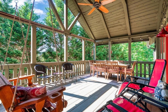 647 Omega Dr, Spring City, TN 37381 - sunroom with a ceiling fan and outdoor dining area