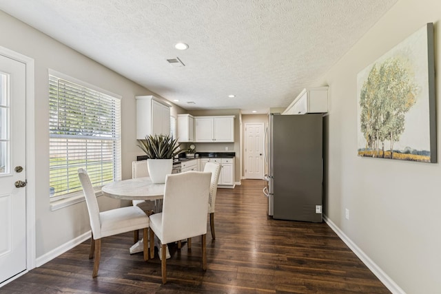 3037 Wilcot Way, Franklin, TN 37069 - dining space with a textured ceiling, dark wood-style flooring, and recessed lighting