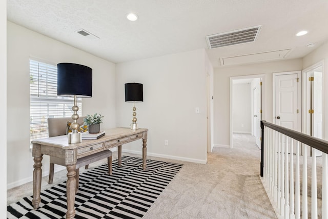 3037 Wilcot Way, Franklin, TN 37069 - office area featuring light colored carpet, attic access, and recessed lighting