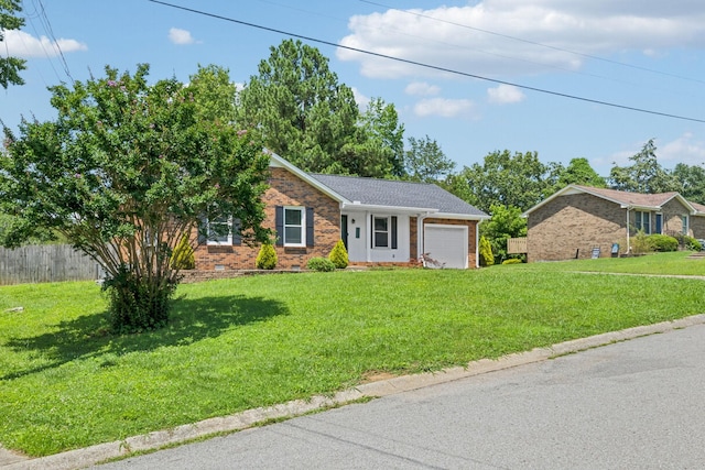 353 Greenleaf Ln, Clarksville, TN 37040 - ranch-style house featuring a garage, brick siding, and a front lawn